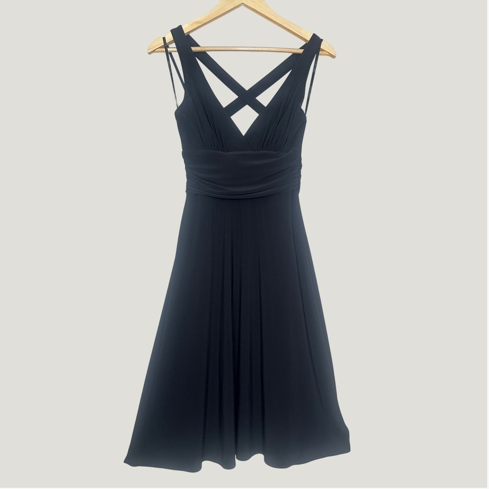 Y2K Laundry by Shelli Segal Cocktail Dress Jersey Size 4 Black LBD Babydoll